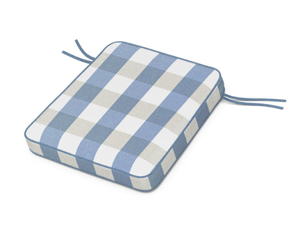 POLYWOOD Chinoiserie Rocker Seat Cushion in Buffalo Plaid Sky Blue