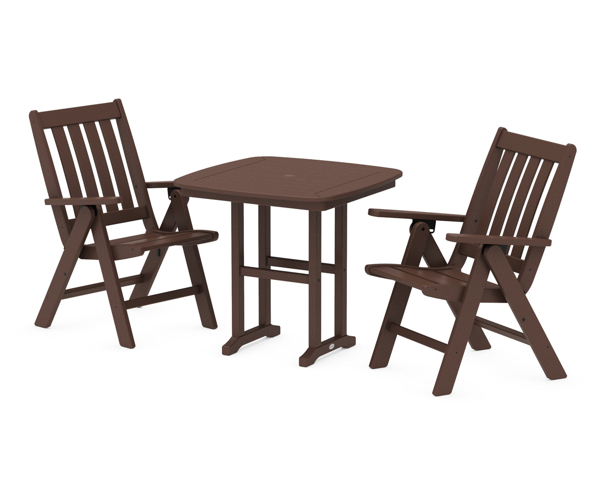 POLYWOOD Vineyard Folding Chair 3-Piece Dining Set in Mahogany