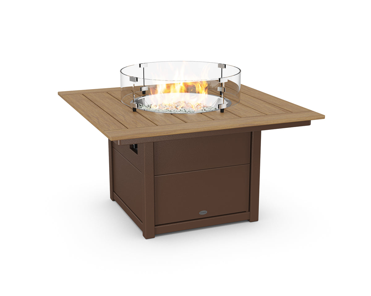POLYWOOD Square 42" Fire Pit Table in Mahogany / Natural