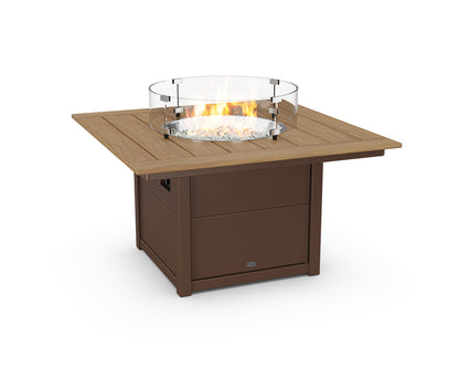 POLYWOOD Square 42" Fire Pit Table in Mahogany / Natural