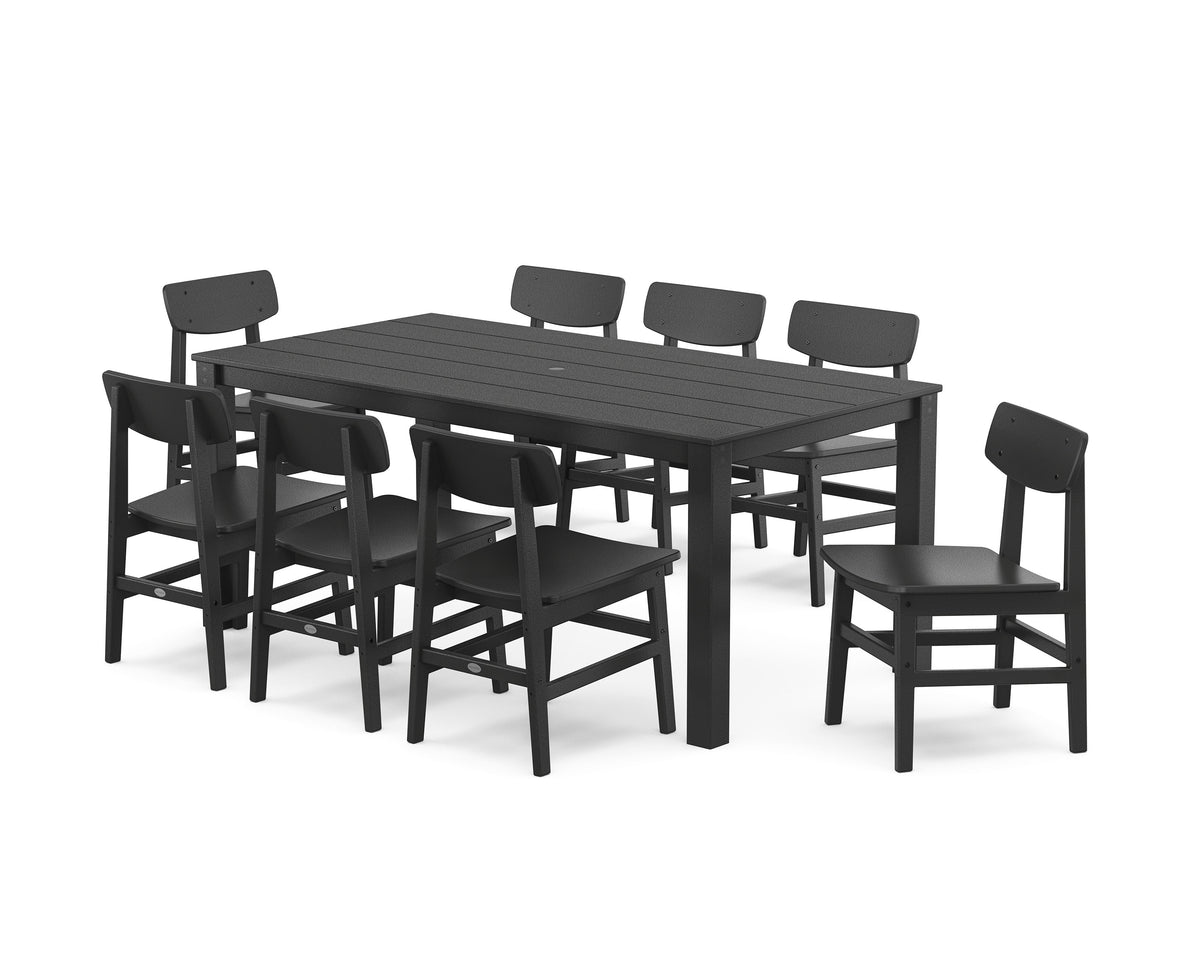 POLYWOOD Modern Studio Urban Chair 9-Piece Parsons Dining Set in Black