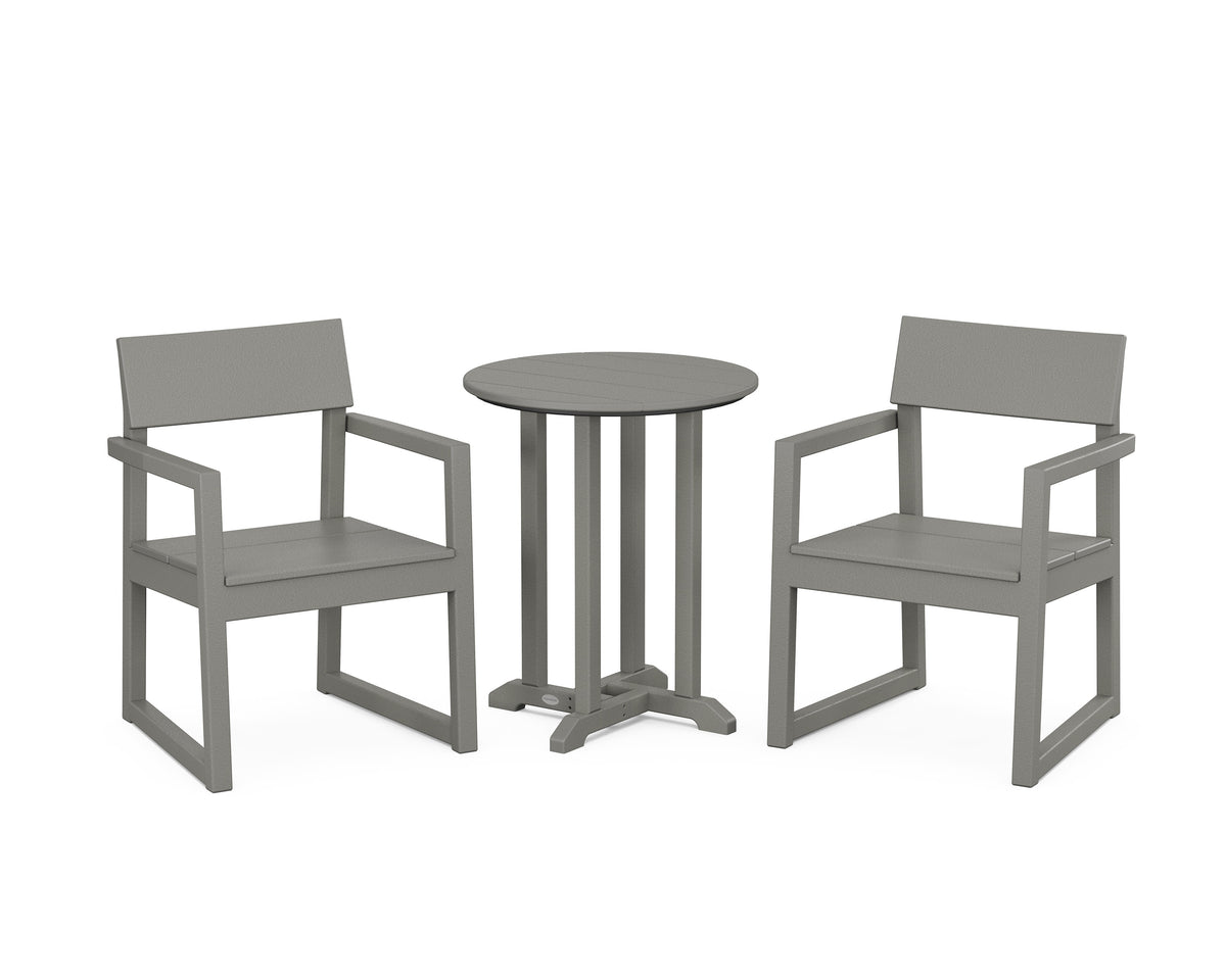 POLYWOOD EDGE 3-Piece Round Bistro Dining Set in Slate Grey