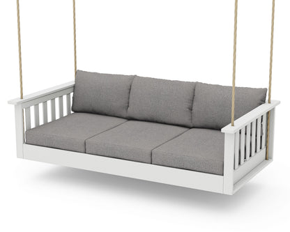 POLYWOOD Vineyard Daybed Swing in Vintage White / Grey Mist