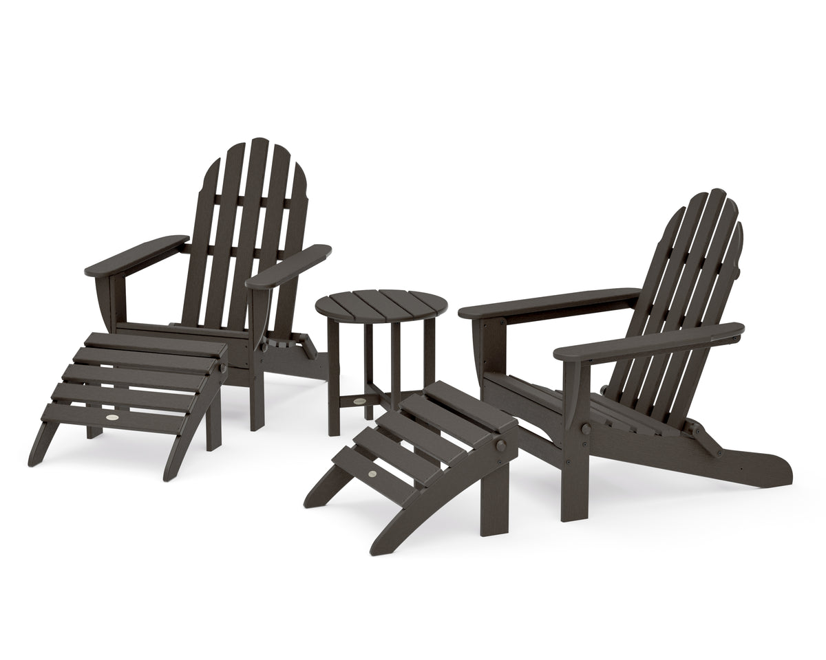 POLYWOOD Classic Adirondack 5-Piece Casual Set in Vintage Coffee