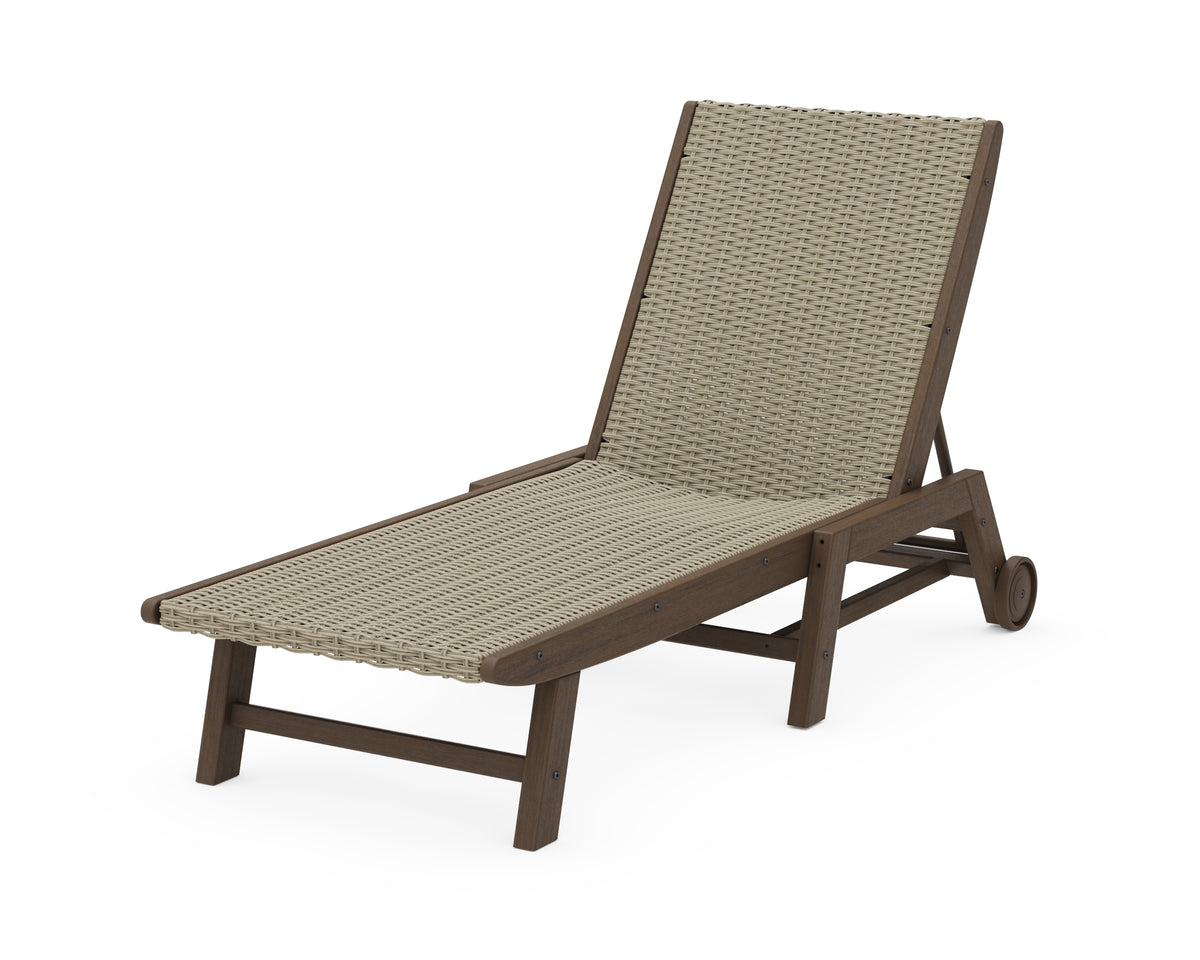 POLYWOOD Coastal Woven Chaise with Wheels in Kona / Dune Grass