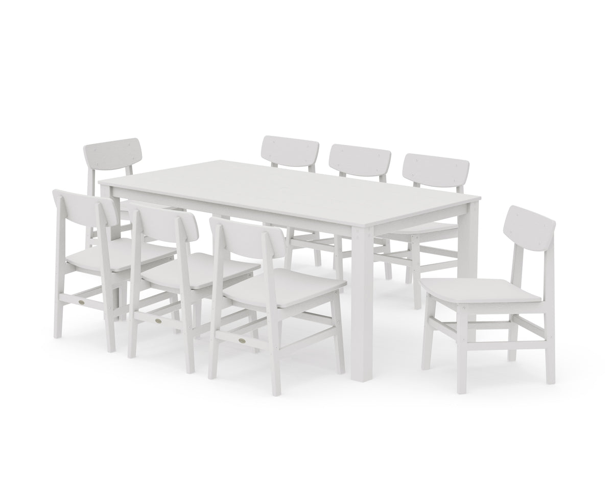 POLYWOOD Modern Studio Urban Chair 9-Piece Parsons Dining Set in Vintage White
