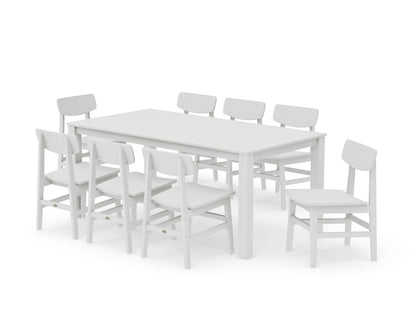 POLYWOOD Modern Studio Urban Chair 9-Piece Parsons Dining Set in Vintage White