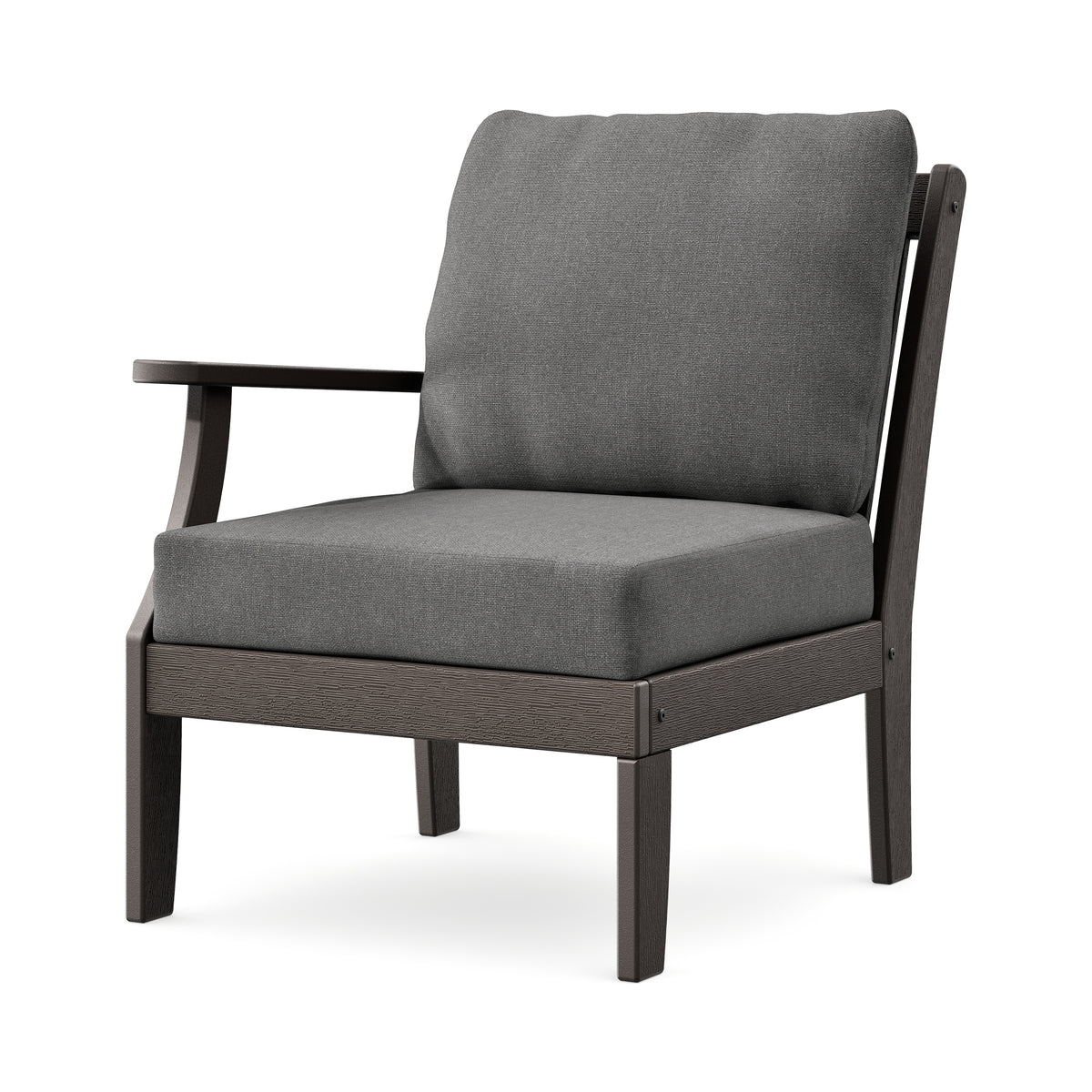 POLYWOOD Braxton Modular Left Arm Chair in Vintage Coffee / Ash Charcoal