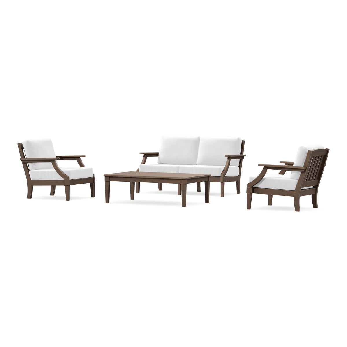 POLYWOOD PW Designer Series Estate Lounge 4-Piece Loveseat Set in Kona / Natural