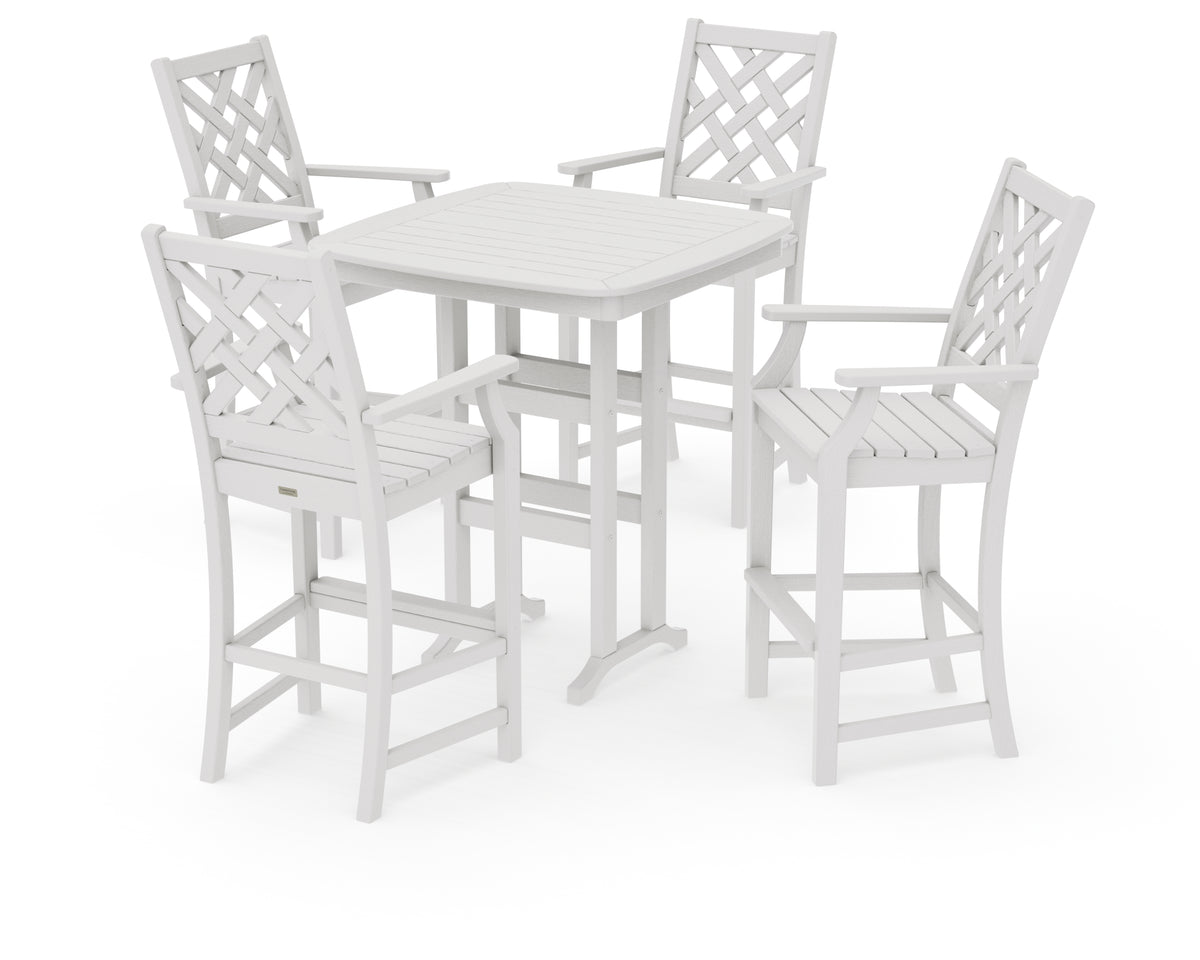 POLYWOOD Country Living Wovendale 5-Piece Bar Set in Vintage White