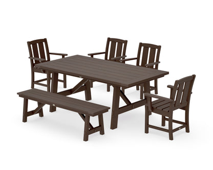 POLYWOOD Mission 6-Piece Rustic Farmhouse Dining Set with Bench in Kona