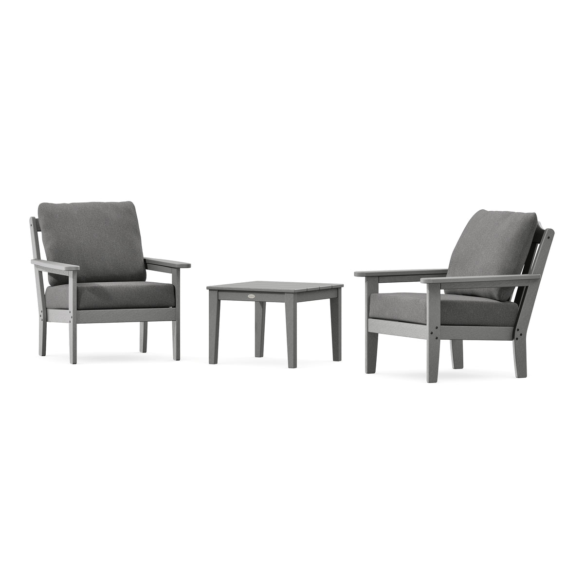 POLYWOOD Country Living Cottage 3-Piece Deep Seating Set in Slate Grey