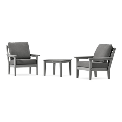 POLYWOOD Country Living Cottage 3-Piece Deep Seating Set in Slate Grey