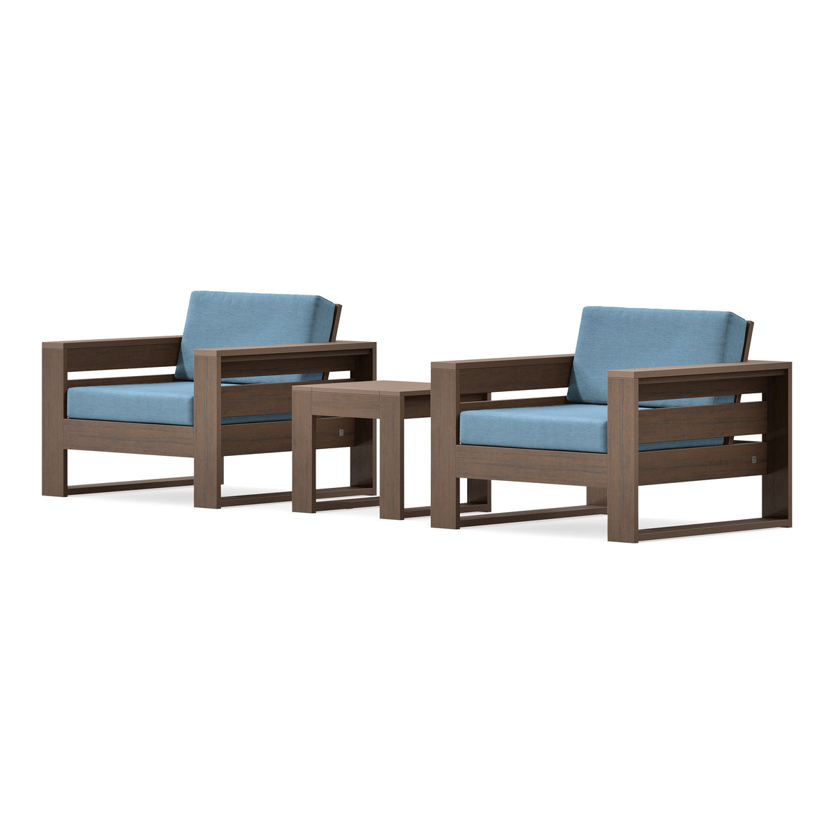 POLYWOOD PW Designer Series Latitude 3-Piece Lounge Chair Set in Kona / Sky Blue