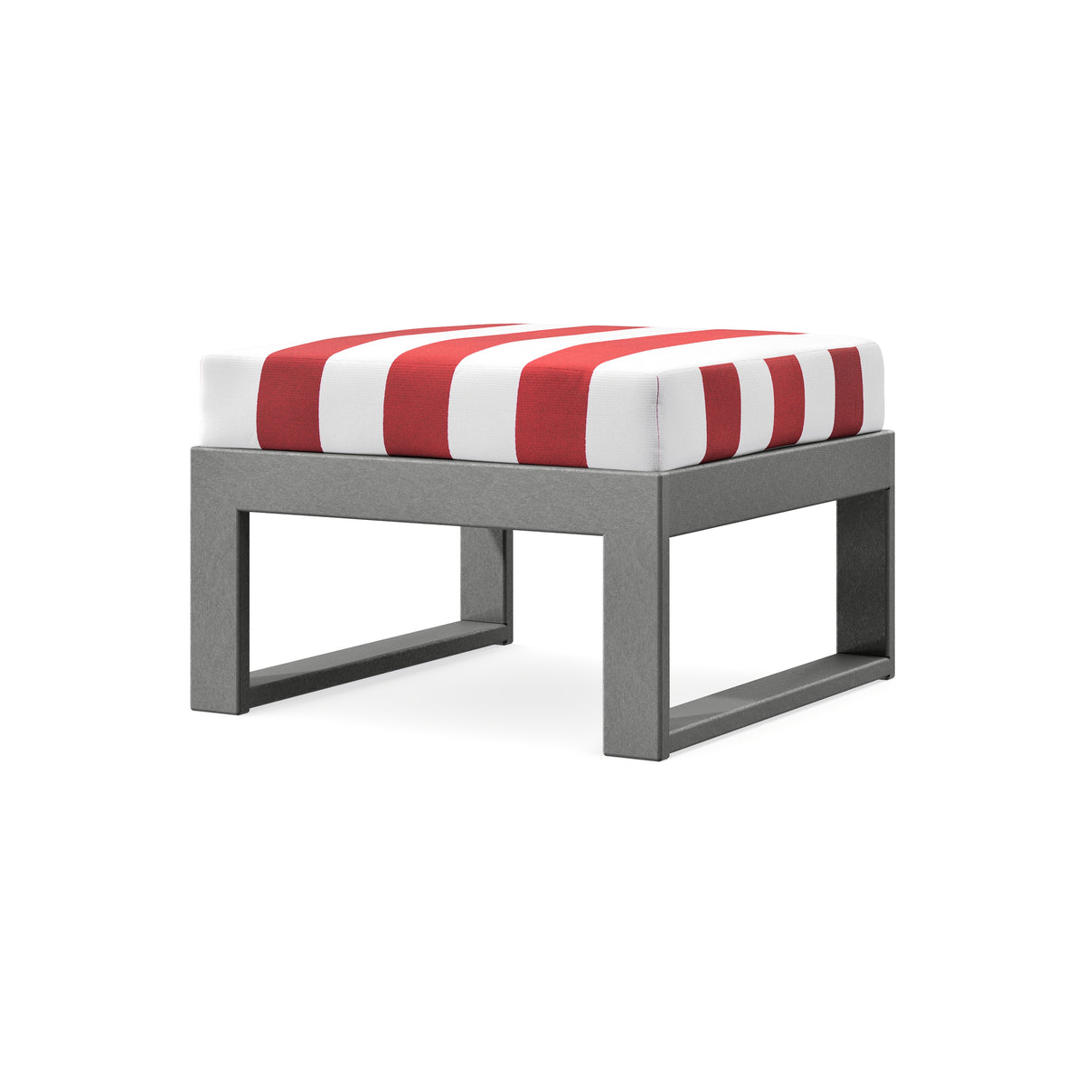 POLYWOOD Modular Ottoman - Modern in Slate Grey / Cabana Stripe Crimson