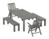 POLYWOOD Vineyard Folding Chair 5-Piece Parsons Dining Set with Benches in Slate Grey