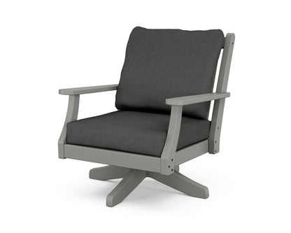 POLYWOOD Wovendale Deep Seating Swivel Chair in Slate Grey / Spectrum Carbon