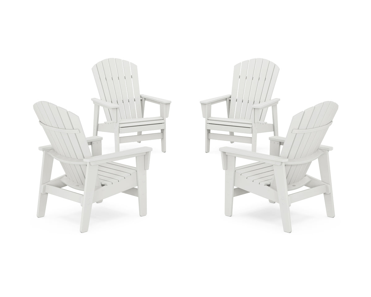 POLYWOOD 4-Piece Nautical Grand Upright Adirondack Chair Conversation Set in Vintage White
