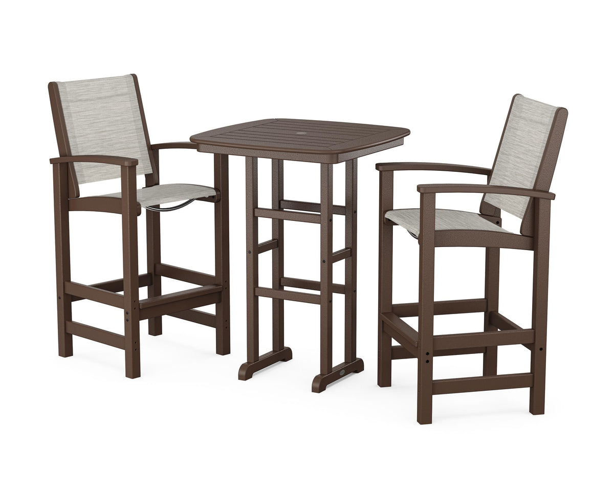 POLYWOOD Coastal 3-Piece Bar Set in Mahogany / Birch