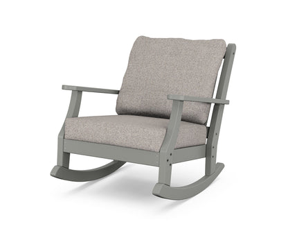 POLYWOOD Wovendale Deep Seating Rocking Chair in Slate Grey / Weathered Tweed
