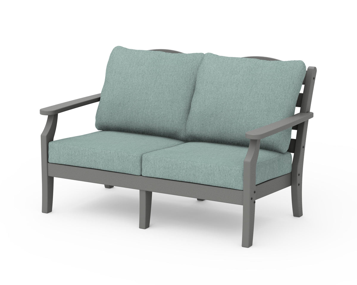 POLYWOOD Savannah Deep Seating Loveseat in Slate Grey / Glacier Spa