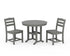 POLYWOOD La Casa Café Side Chair 3-Piece Round Dining Set in Slate Grey