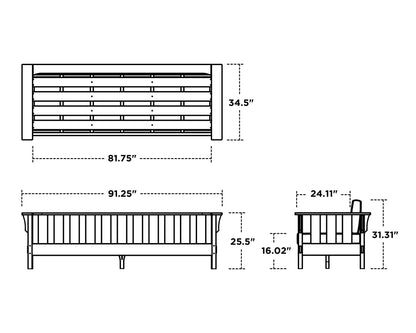 POLYWOOD Acadia Deep Seating Sofa dimensions