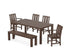 POLYWOOD Mission 6-Piece Parsons Dining Set with Bench with Mission Dining Side Chair in Mahogany