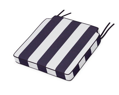 POLYWOOD Acadia Dining Side Seat Cushion in Cabana Stripe Navy