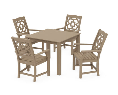 POLYWOOD Chinoiserie 5-Piece Parsons Dining Set in Vintage Sahara