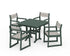 POLYWOOD EDGE Sling Arm Chair 5-Piece Farmhouse Dining Set in Green / Birch