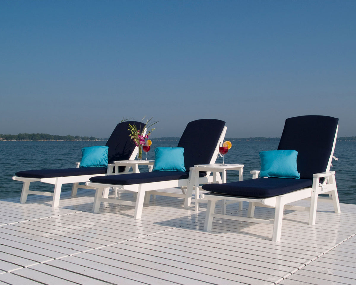 POLYWOOD Nautical Chaise with Arms in White styled outdoors