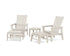 POLYWOOD 5-Piece Modern Grand Upright Adirondack Set with Ottomans and Side Table in Sand