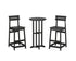 POLYWOOD Modern Studio Plaza Bar Chair 3-Piece Bistro Set in Black
