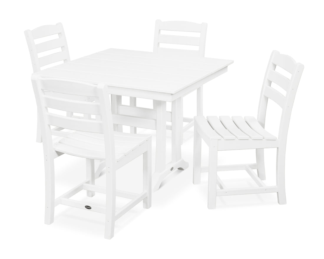 POLYWOOD La Casa Café 5-Piece Side Chair Dining Set in White