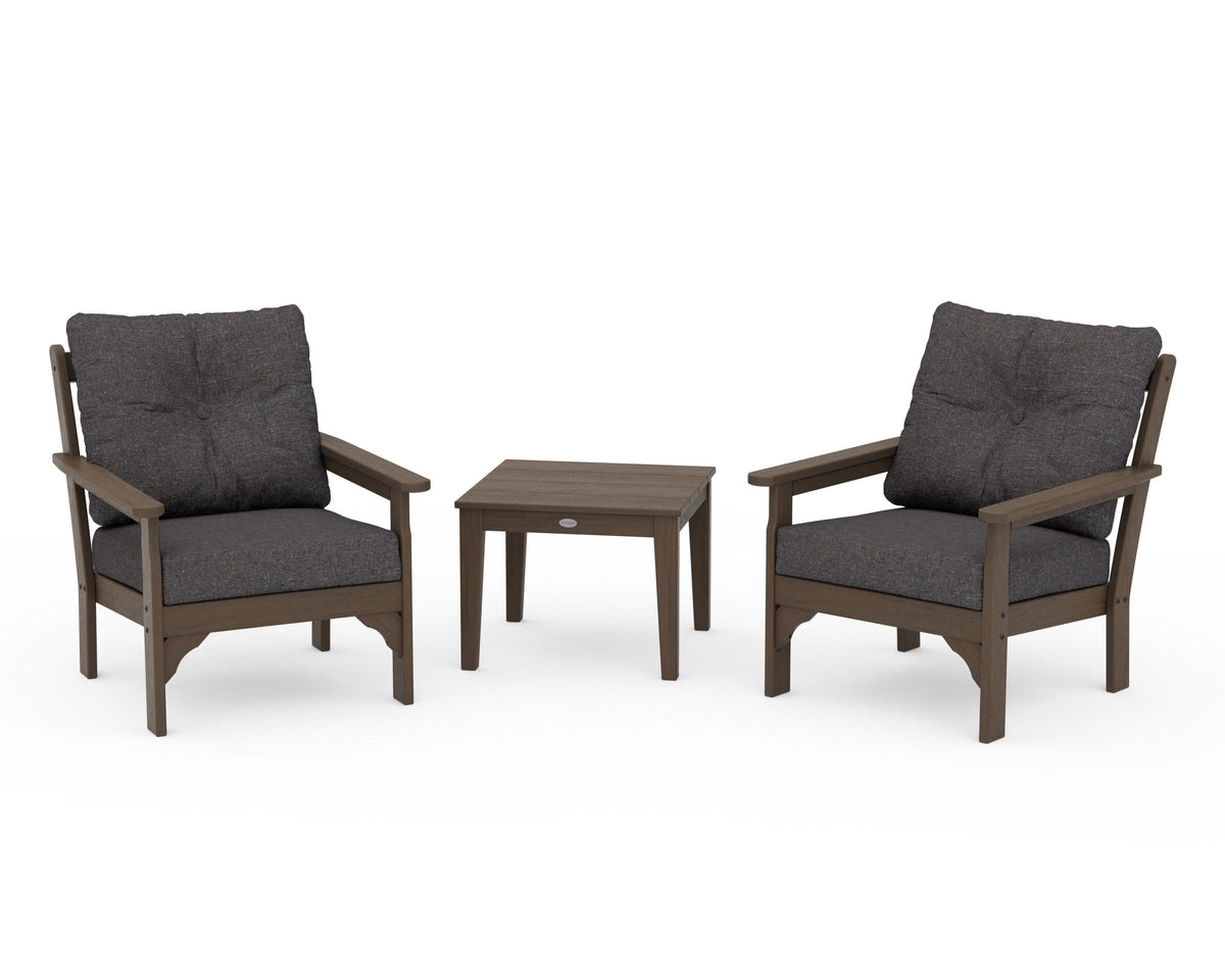 POLYWOOD Vineyard 3-Piece Deep Seating Set in Kona / Ash Charcoal