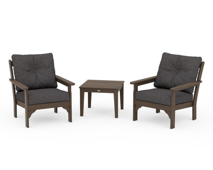 POLYWOOD Vineyard 3-Piece Deep Seating Set in Kona / Ash Charcoal