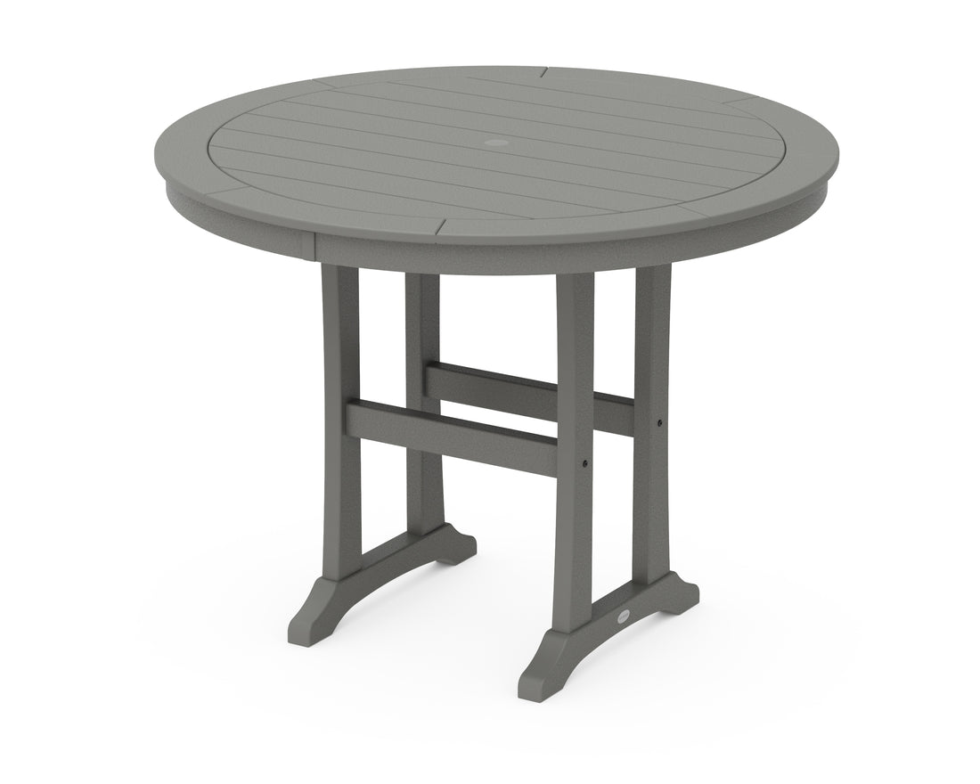 POLYWOOD Nautical Trestle 48" Round Counter Table in Slate Grey