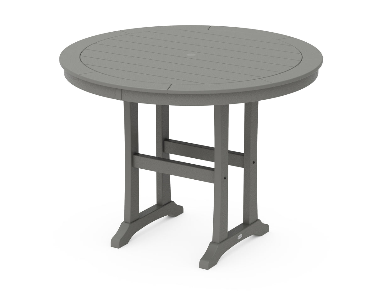 POLYWOOD Nautical Trestle 48" Round Counter Table in Slate Grey