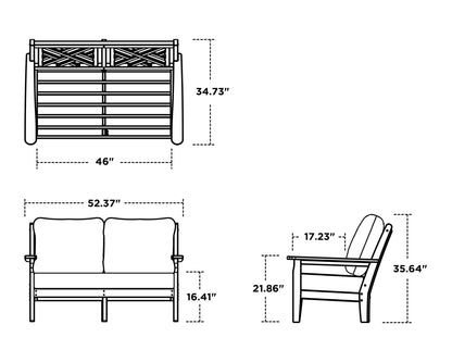 POLYWOOD Chippendale Deep Seating Loveseat dimensions