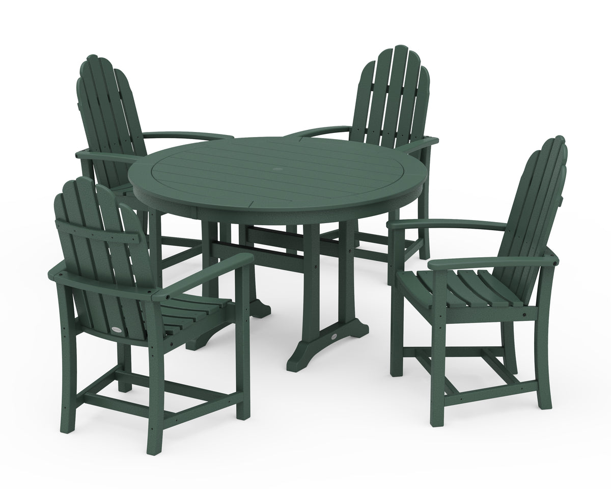 POLYWOOD Classic Adirondack 5-Piece Round Dining Set with Trestle Legs in Green