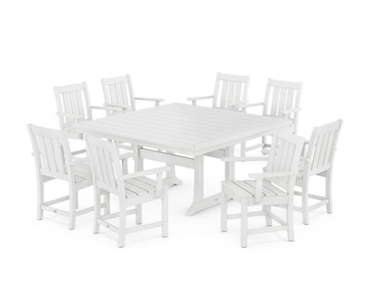 POLYWOOD Oxford 9-Piece Square Dining Set with Trestle Legs in White