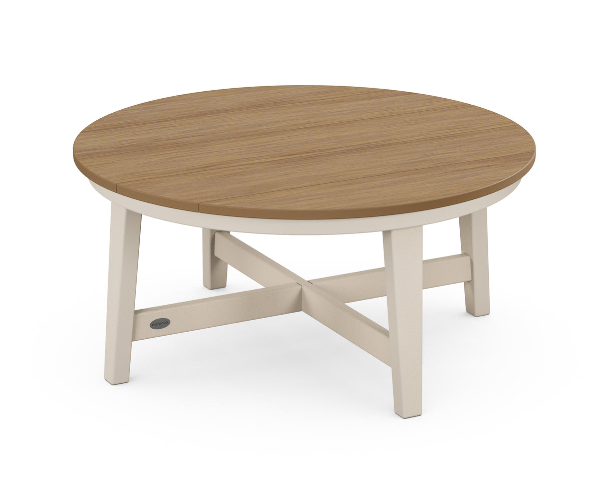 POLYWOOD Newport 36" Round Coffee Table in Sand / Natural