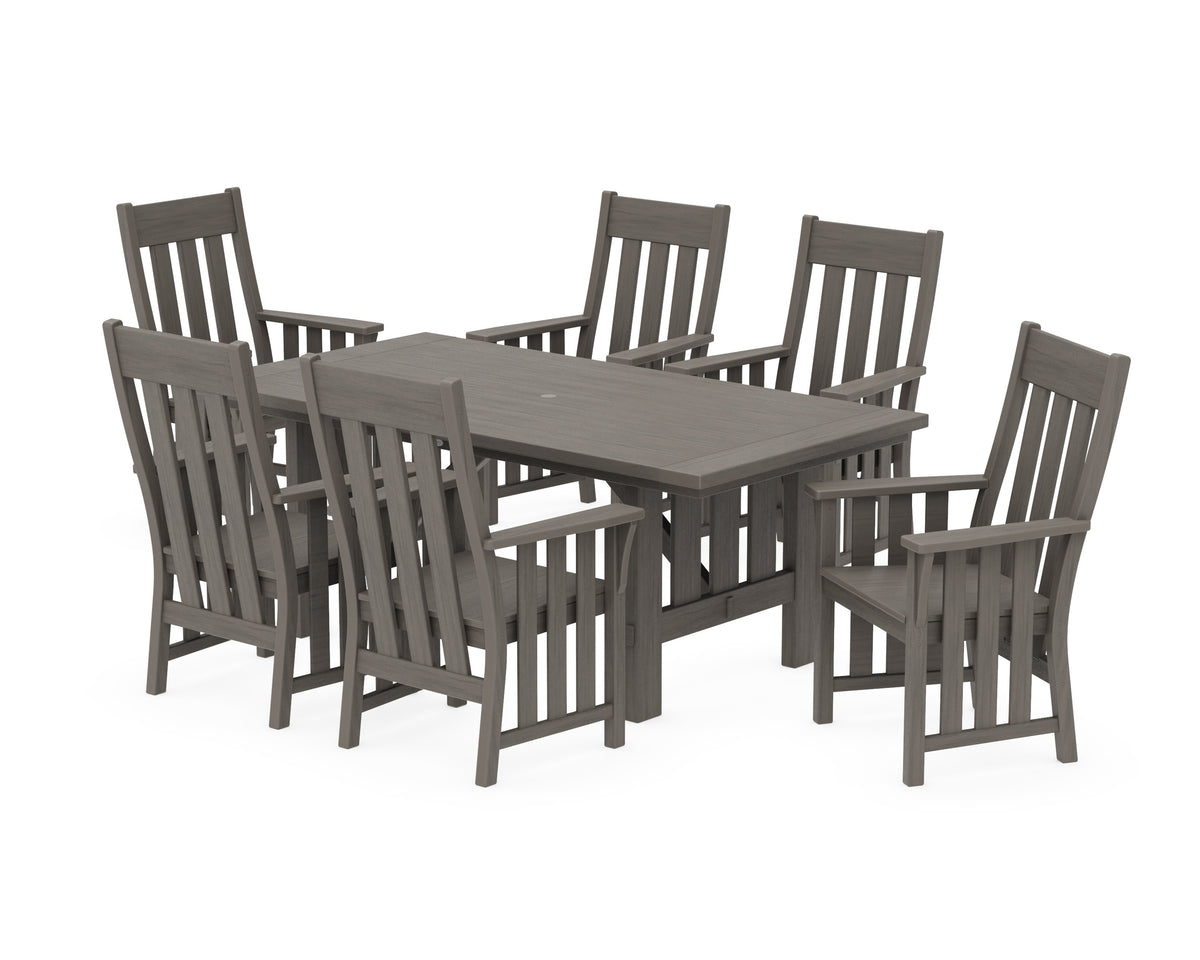 POLYWOOD Acadia Arm Chair 7-Piece Dining Set in Driftwood
