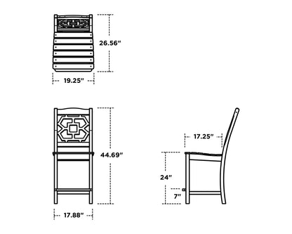 POLYWOOD Chinoiserie Counter Side Chair dimensions
