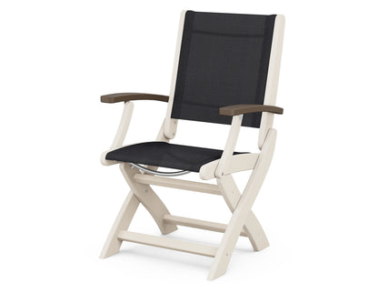 POLYWOOD Coastal Folding Chair in Sand with Kona arms and Black sling