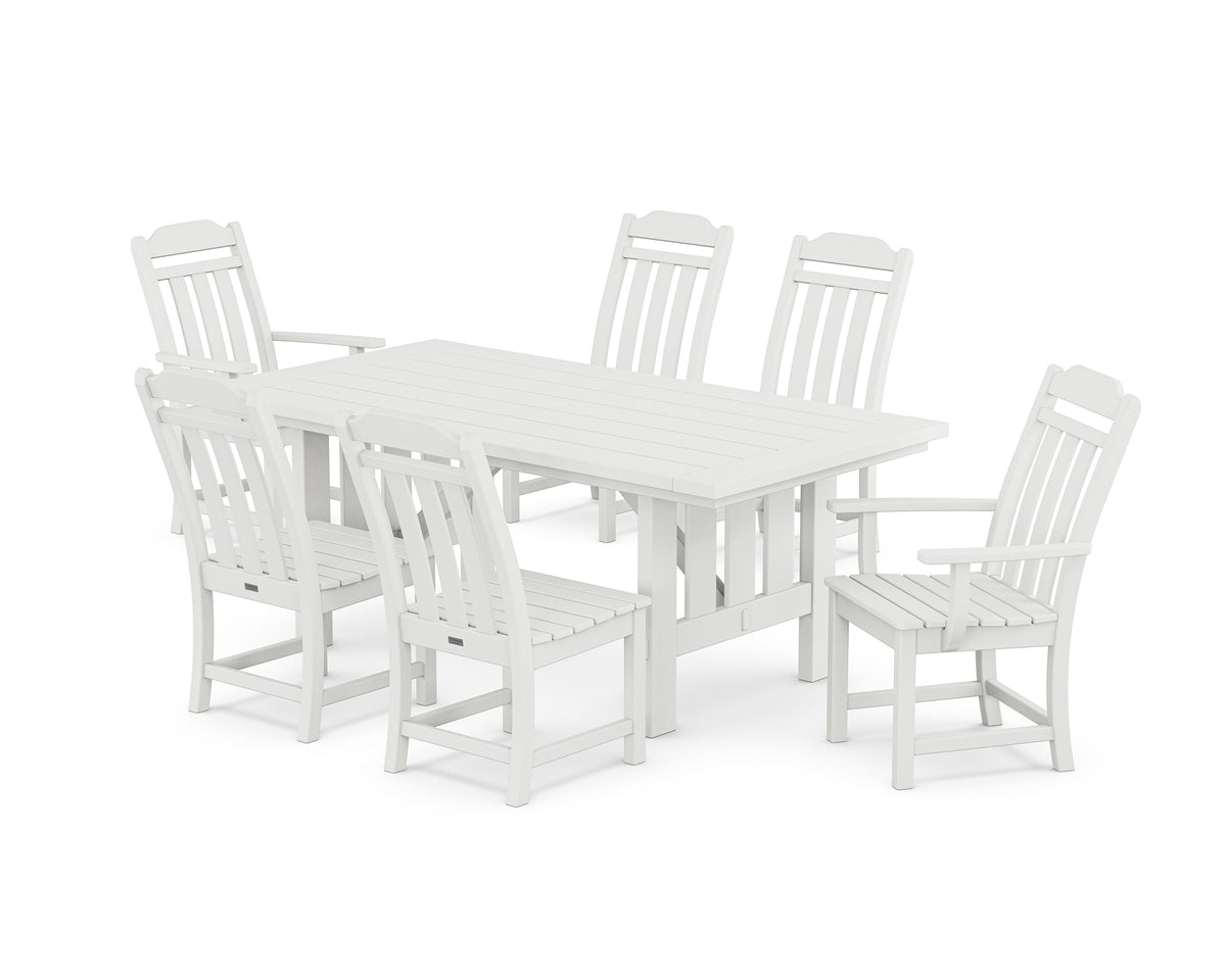 POLYWOOD Cottage 7-Piece Dining Set with Mission Table in White