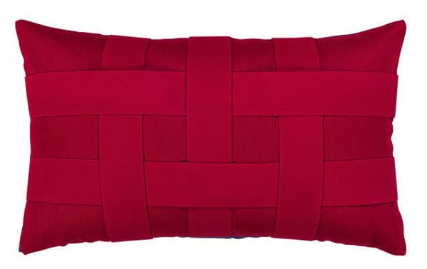 12&quot;X20&quot; Basket Weave Rouge Lumbar Outdoor Pillow - Casual Furniture World