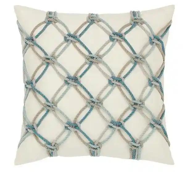 ELAINE SMITH INC. Outdoor Pillow Aqua Rope 20”x20” Outdoor Pillow
