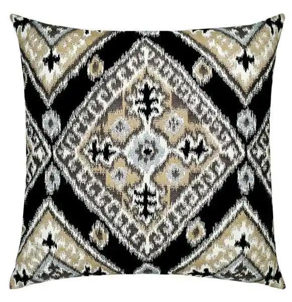 ELAINE SMITH INC. Outdoor Pillow Ikat Diamond Onyx 20&quot;x20&quot; Outdoor Pillow